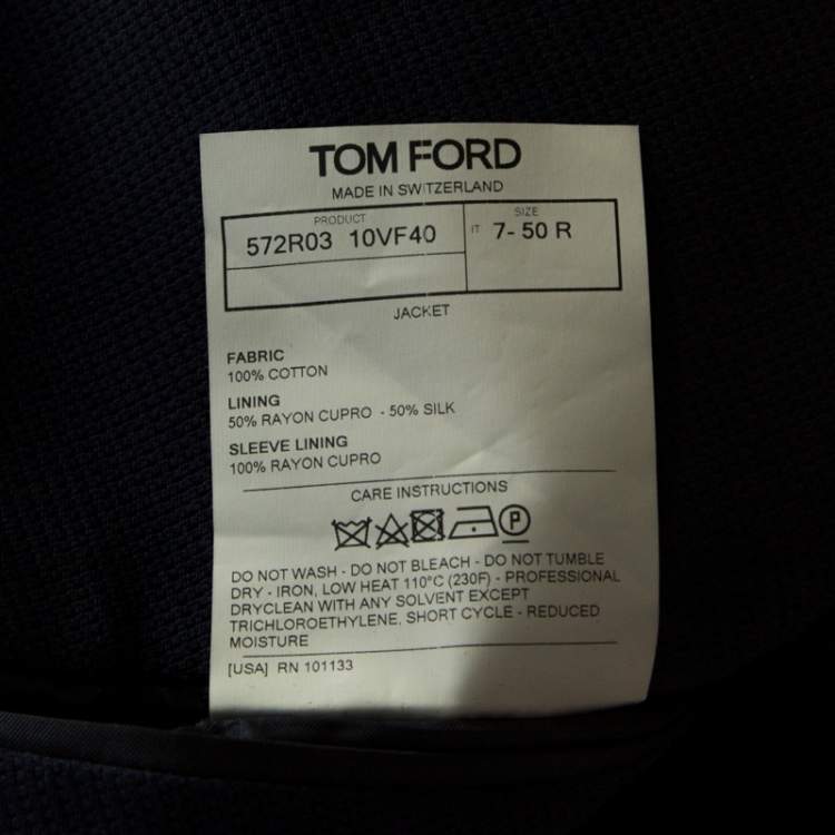 Pre Owned Tom Ford Navy Blue Waffle Textured Cotton Canvas Buckley Jacket L