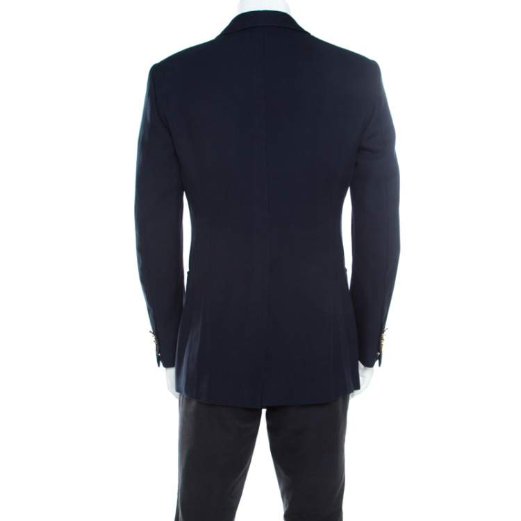 Pre Owned Tom Ford Navy Blue Waffle Textured Cotton Canvas Buckley Jacket L