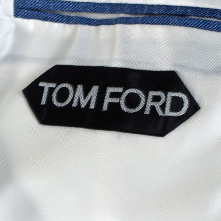 Pre Owned Tom Ford Blue Wool & Silk Blend Classic Fit Blazer L