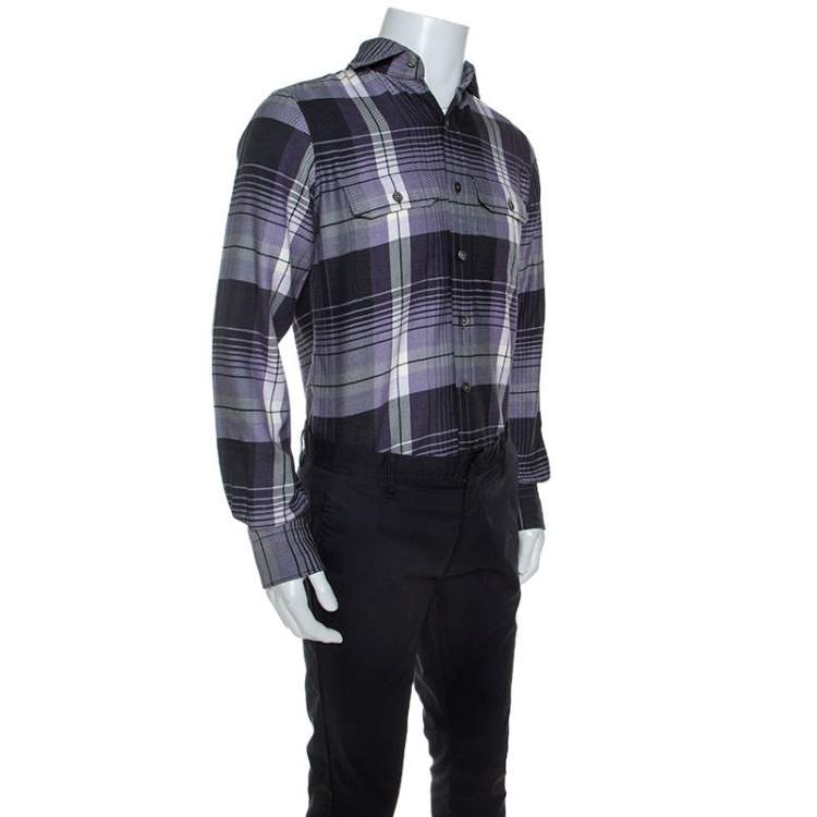 مملوكة مسبقًا Tom Ford Purple Checked Pattern Cotton Woven Shirt M