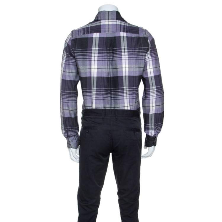 مملوكة مسبقًا Tom Ford Purple Checked Pattern Cotton Woven Shirt M