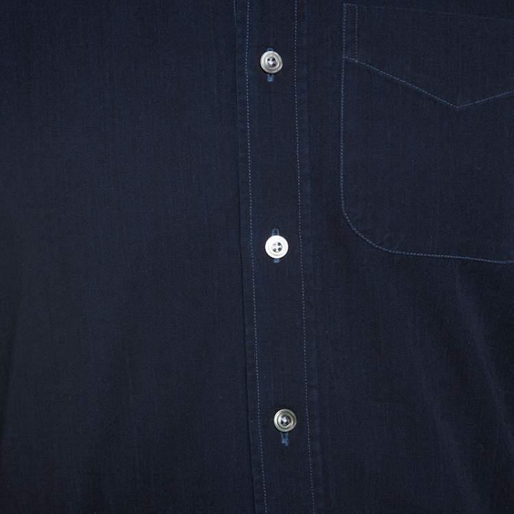 مملوكة مسبقًا Tom Ford Indigo Blue Dark Wash Denim Classic Fit Shirt L