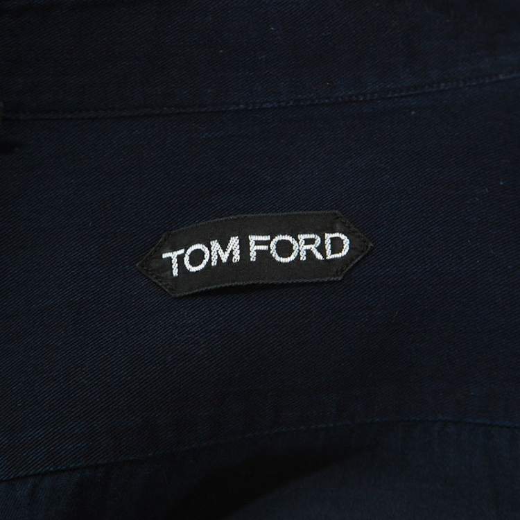 مملوكة مسبقًا Tom Ford Indigo Blue Dark Wash Denim Classic Fit Shirt L