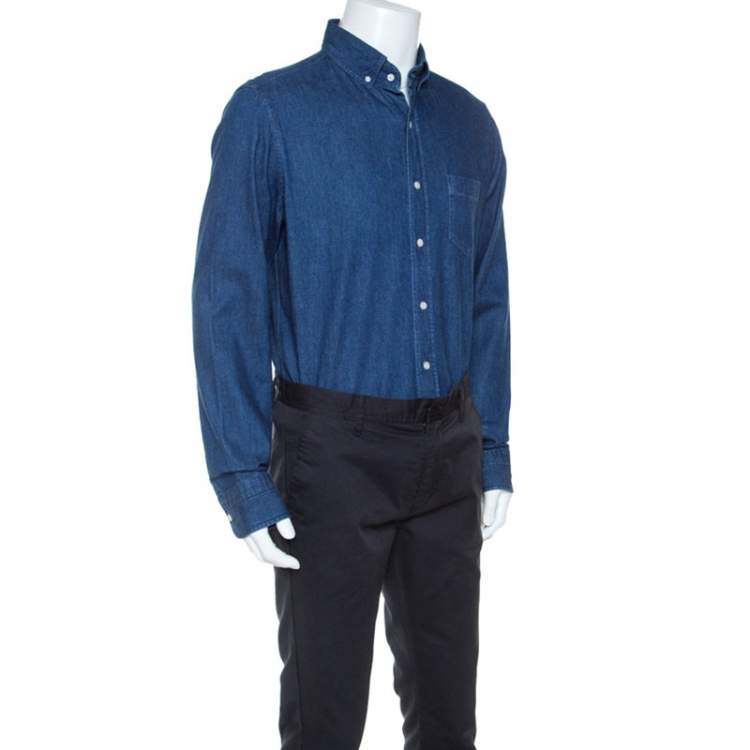 Pre Owned Tom Ford Indigo Blue Denim Classic Fit Shirt XL