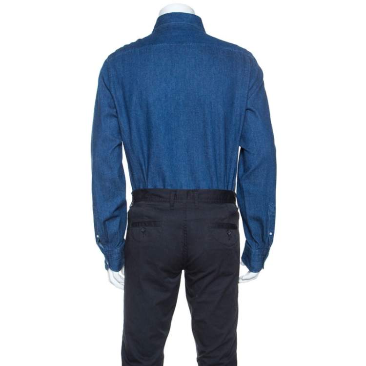 Pre Owned Tom Ford Indigo Blue Denim Classic Fit Shirt XL