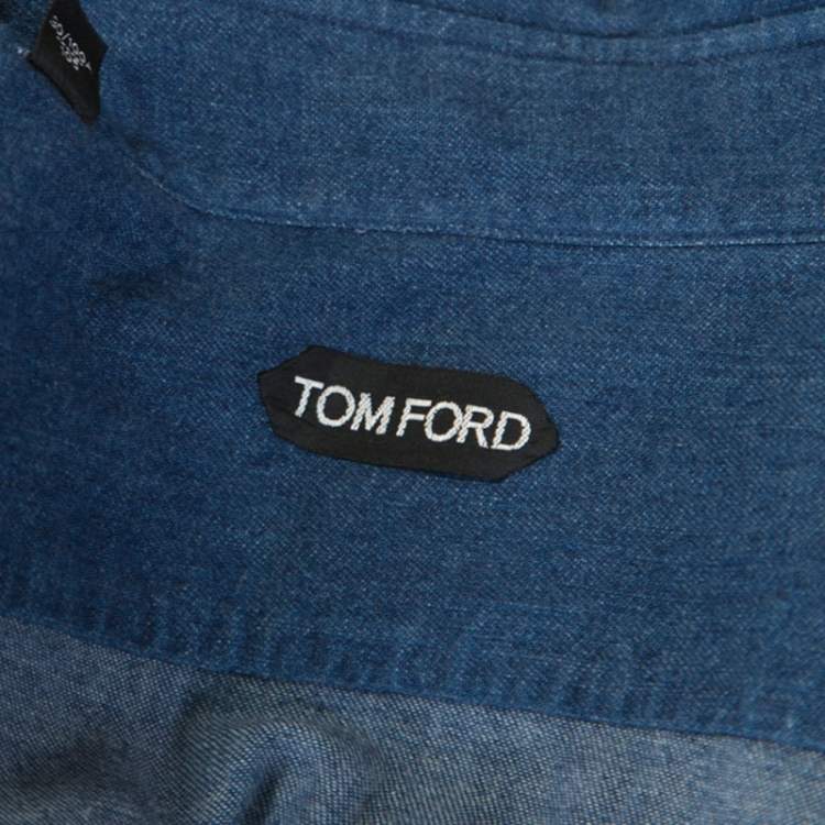 Pre Owned Tom Ford Indigo Blue Denim Classic Fit Shirt XL