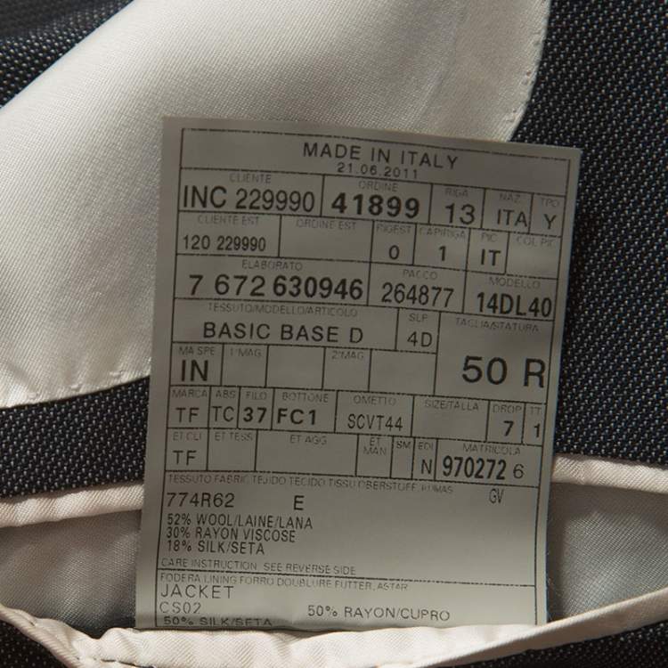 Pre Owned Tom Ford Grey Wool and Silk Blend Regular Fit Blazer L