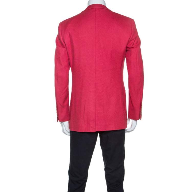 Pre Owned Tom Ford Coral Pink Silk Woven Sport Coat L