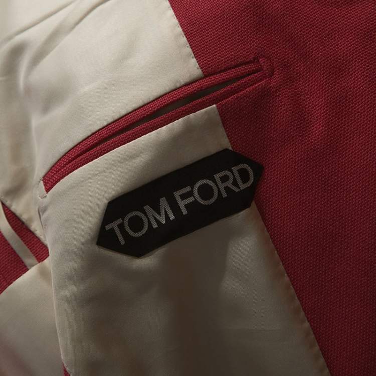 Pre Owned Tom Ford Coral Pink Silk Woven Sport Coat L