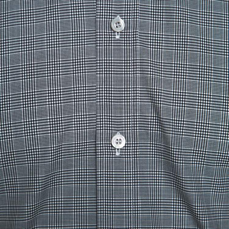 Pre Owned Tom Ford Monochrome Glen Check Cotton Front Button Shirt M