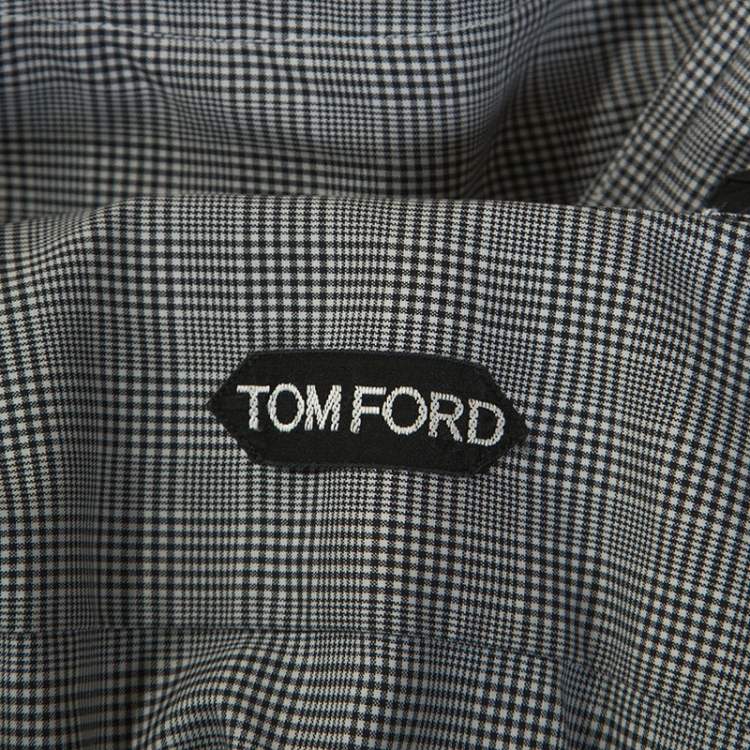 Pre Owned Tom Ford Monochrome Glen Check Cotton Front Button Shirt M