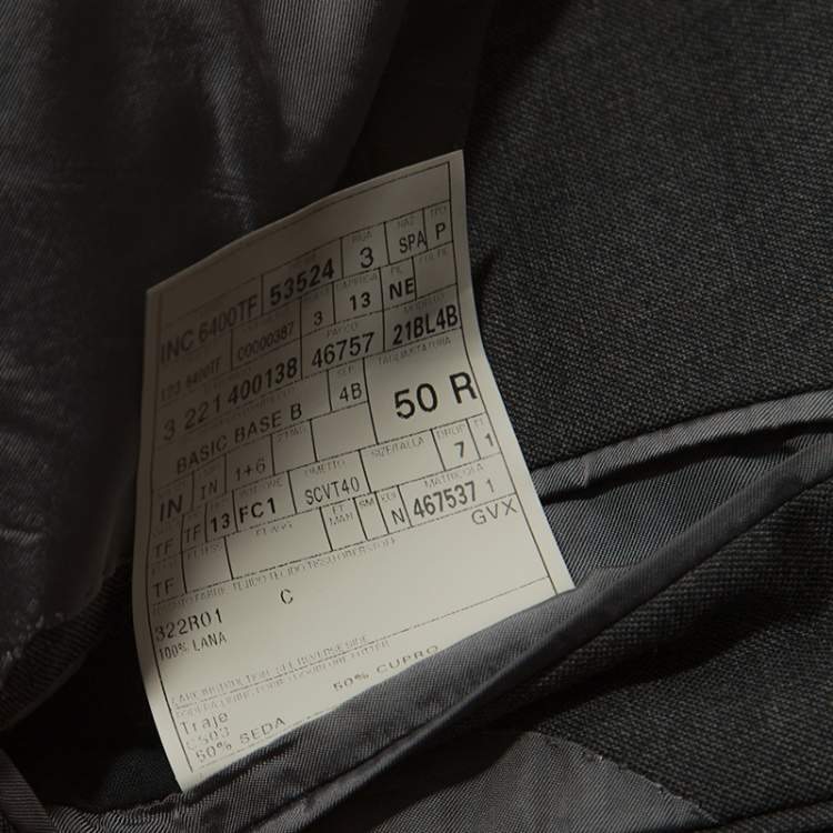 Pre Owned Tom Ford Grey Wool Three Piece Suit L