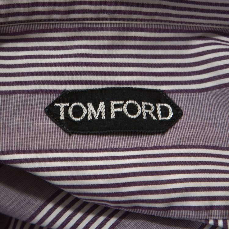 مملوكة مسبقًا Tom Ford Purple Striped Cotton Button Front Long Sleeve Shirt L