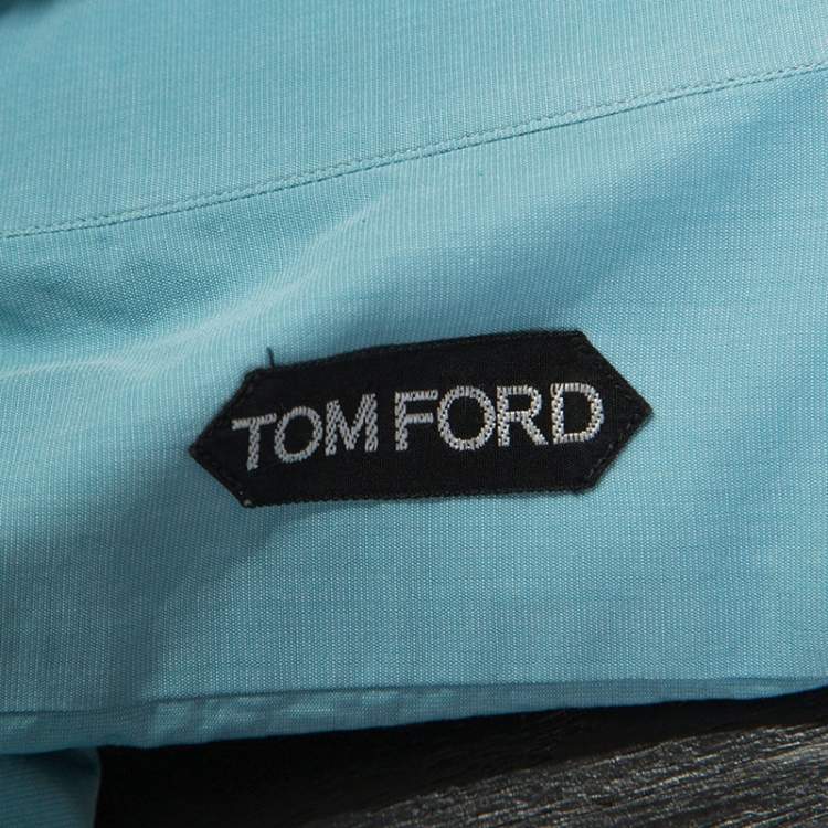 Pre Owned Tom Ford Turquoise Blue Pinpoint Cotton Classic Fit Shirt L