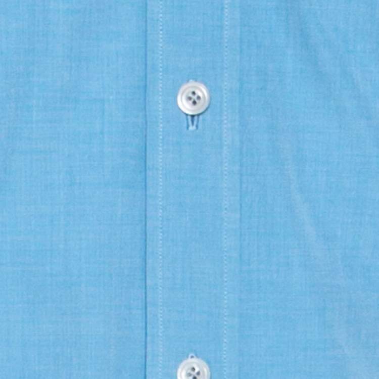 Pre Owned Tom Ford Blue Pinpoint Cotton Classic Fit Shirt XL