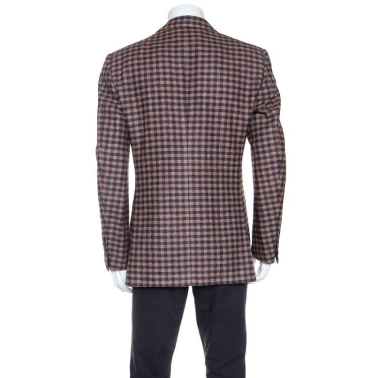 Pre Owned Tom Ford Brown Checked Wool Blazer XL