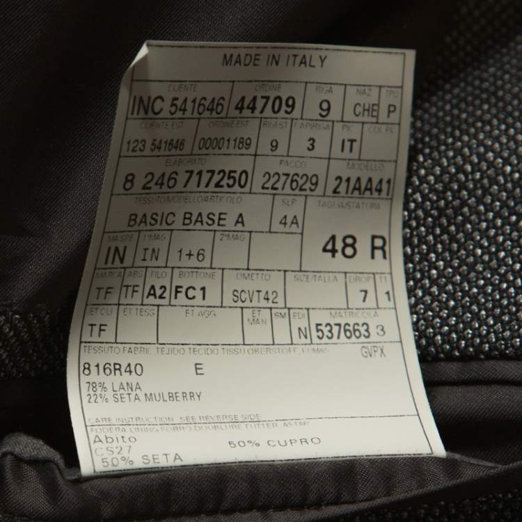 Pre Owned Tom Ford Charcoal Grey Wool Two Buttoned Suit M