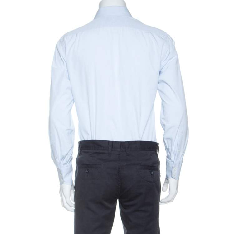 Pre Owned Tom Ford Light Blue Cotton Front Button Shirt M