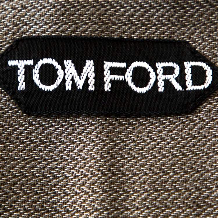 Pre Owned Tom Ford Brown Herringbone Cotton Long Sleeve Shirt XL