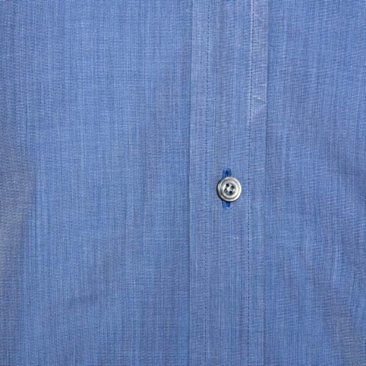 Pre Owned Tom Ford Dark Blue Chambray Cotton Long Sleeve Shirt M