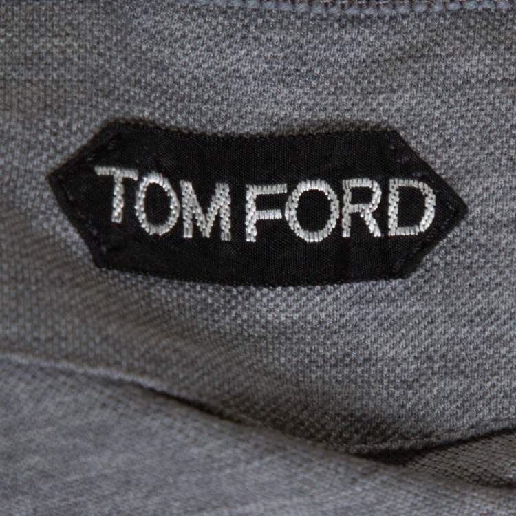 Pre Owned Tom Ford Grey Cotton Pique Short Sleeve Polo T-Shirt 3XL