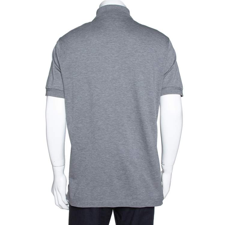 Pre Owned Tom Ford Grey Cotton Pique Short Sleeve Polo T-Shirt 3XL