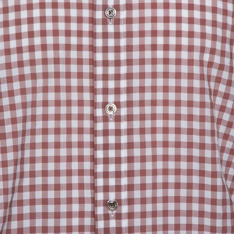 Pre Owned Tom Ford Light Brown Gingham Check Cotton Long Sleeve Shirt XXL
