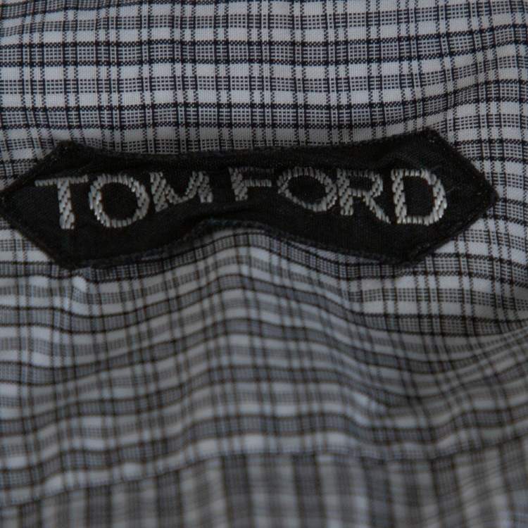 Pre Owned Tom Ford Monochrome Checked Cotton Long Sleeve Shirt M