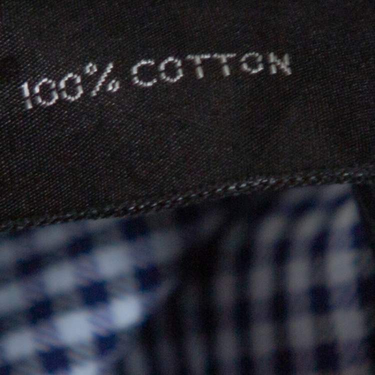 مملوكة مسبقًا Tom Ford Navy Blue Gingham Check Cotton Long Sleeve Shirt XXL