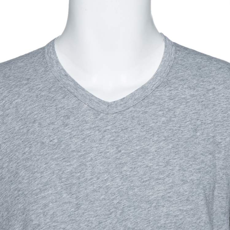 Pre Owned Tom Ford Grey Marl Jersey Cotton V Neck T-Shirt L