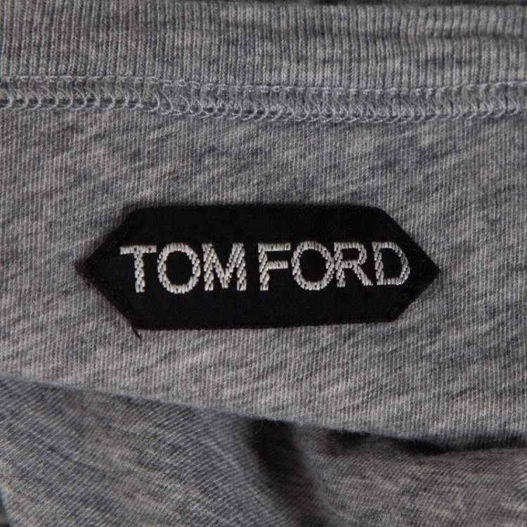 Pre Owned Tom Ford Grey Marl Jersey Cotton V Neck T-Shirt L