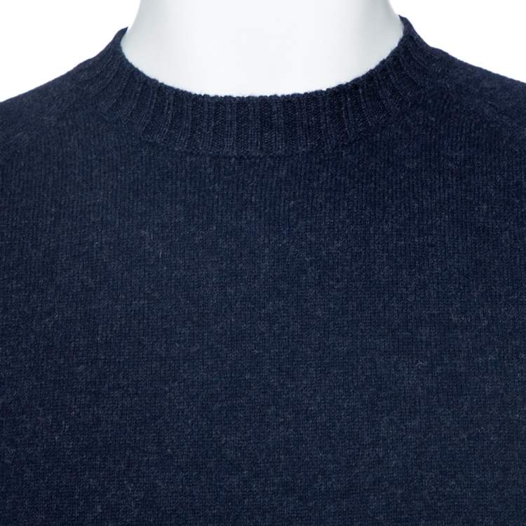 مملوكة مسبقًا Tom Ford Navy Blue Wool Knit Crew Neck Pullover L