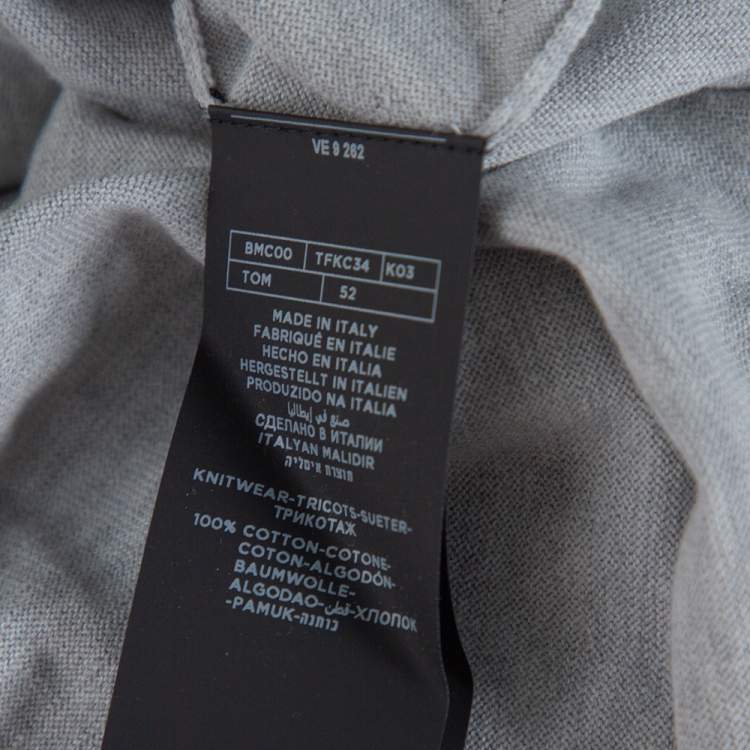 Pre Owned Tom Ford Grey Rib Knit Cotton V Neck Polo T-Shirt L
