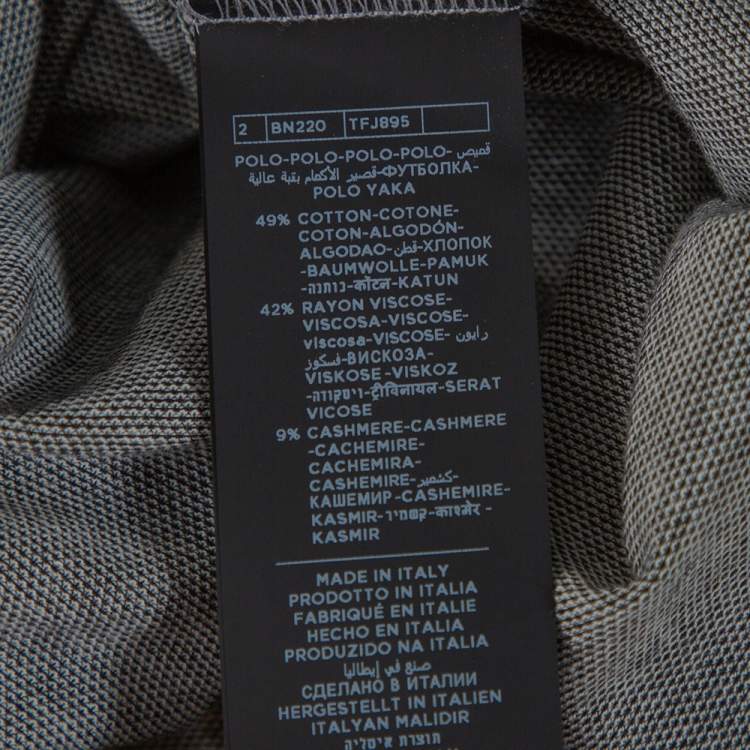 Pre Owned Tom Ford Grey Cotton Blend Pique Knit Polo T-Shirt L