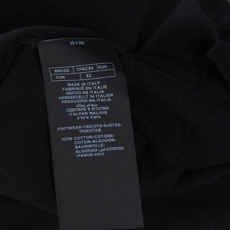 Pre Owned Tom Ford Black Rib Knit Cotton V Neck Polo T-Shirt L