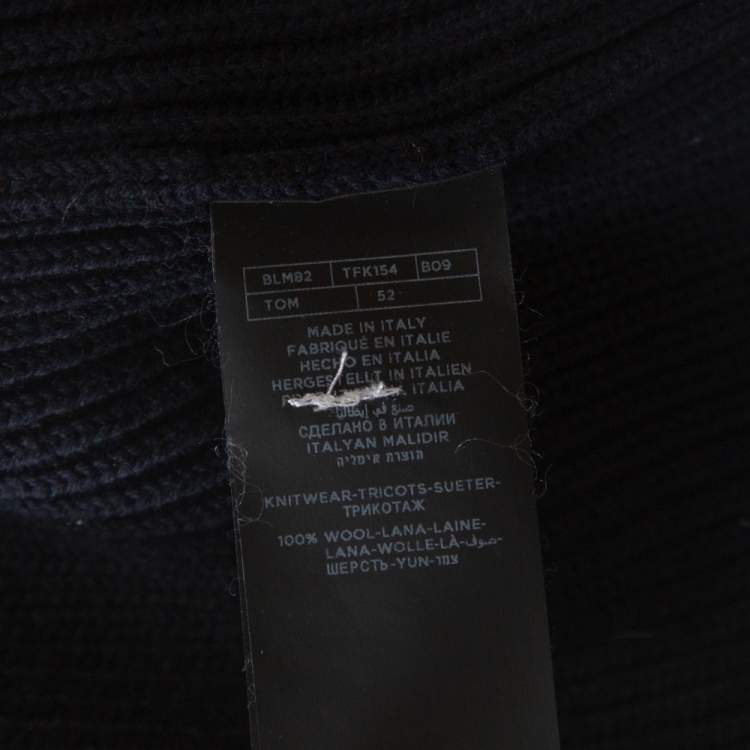 Pre Owned Tom Ford Navy Blue Rib Knit Shawl Collar Cardigan XL 