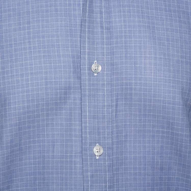 Pre Owned Tom Ford Blue Check Patterned Cotton Long Sleeve Shirt XXL