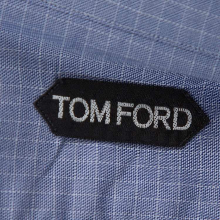 Pre Owned Tom Ford Blue Check Patterned Cotton Long Sleeve Shirt XXL