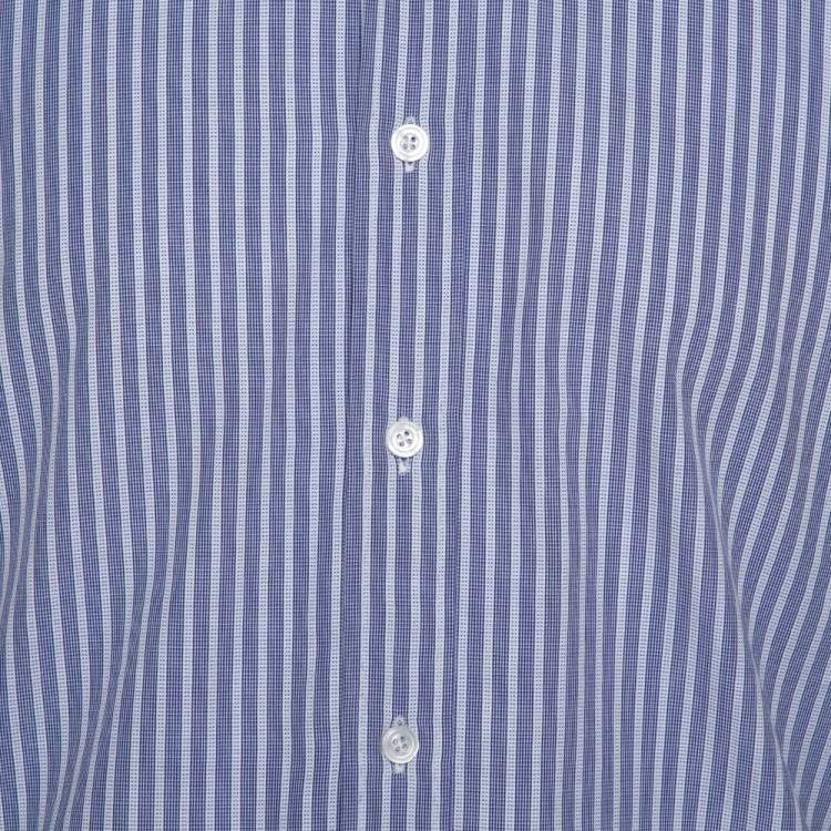 Pre Owned Tom Ford Navy Blue & White Striped Cotton Long Sleeve Shirt XXL