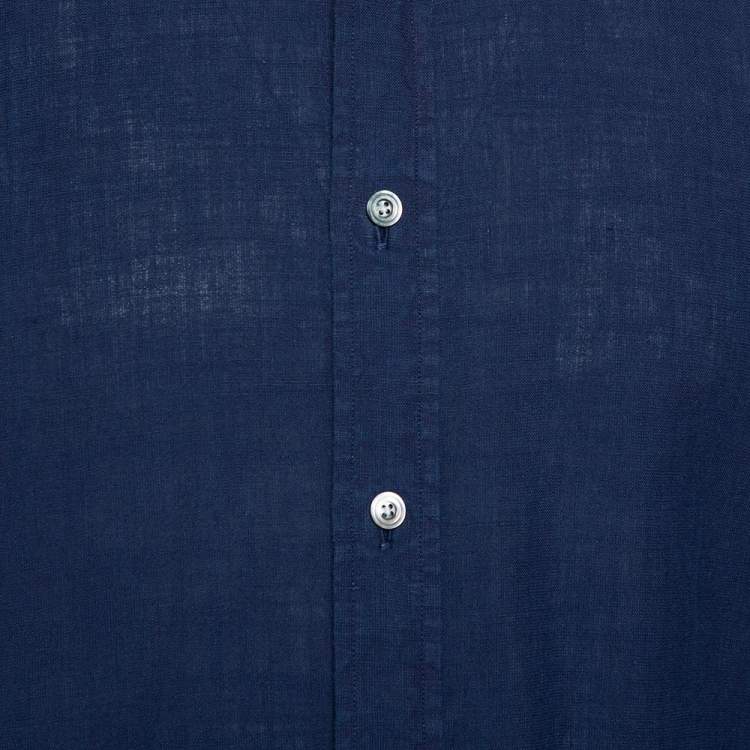 Pre Owned Tom Ford Navy Blue Linen & Cotton Long Sleeve Shirt XXL