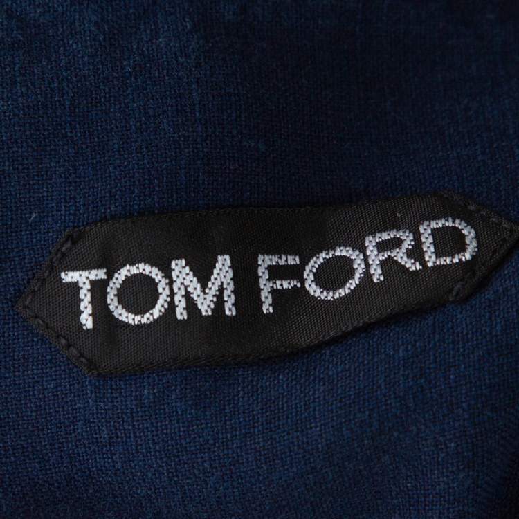 Pre Owned Tom Ford Navy Blue Linen & Cotton Long Sleeve Shirt XXL
