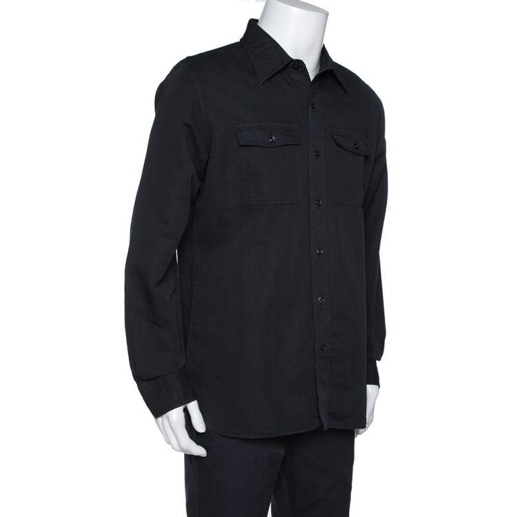 Pre Owned Tom Ford Black Washed Linen & Cotton Long Sleeve Shirt XXL