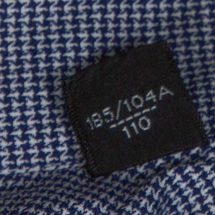 Pre Owned Tom Ford Navy Blue Micro Patterned Cotton Long Sleeve Shirt XXL