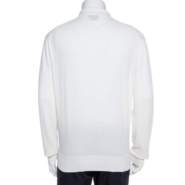 Pre Owned Tom Ford White Cotton Silk Blend Polo Sweater XXL