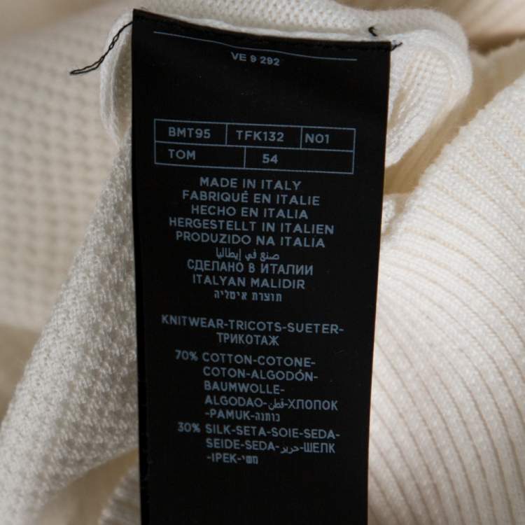 Pre Owned Tom Ford White Cotton Silk Blend Polo Sweater XXL
