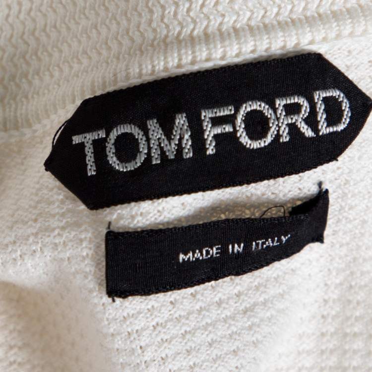 Pre Owned Tom Ford White Cotton Silk Blend Polo Sweater XXL