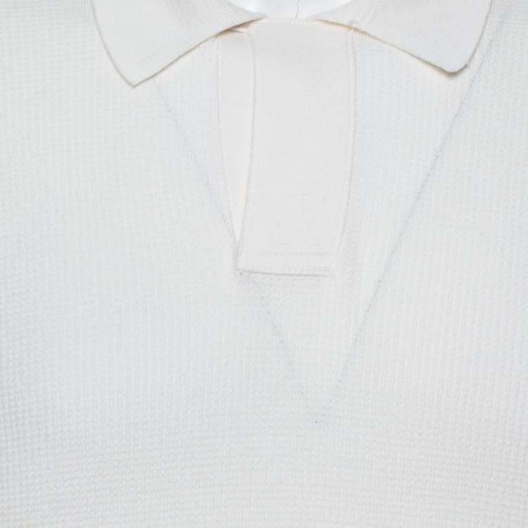 Pre Owned Tom Ford White Cotton Silk Blend Polo Sweater XXL