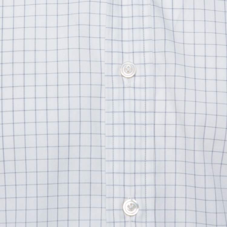 Pre Owned Tom Ford White Checked Cotton Su Misura Long Sleeve Shirt XL