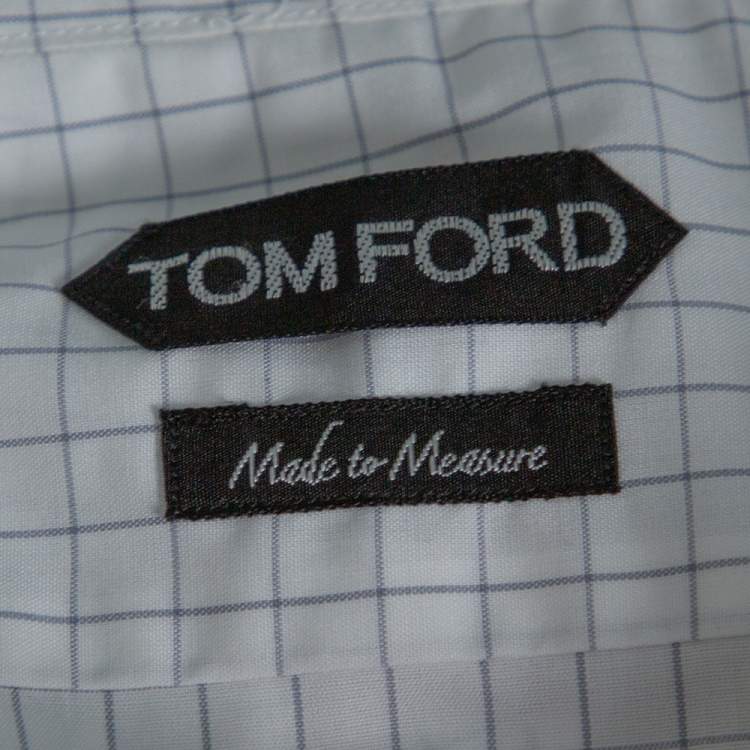 Pre Owned Tom Ford White Checked Cotton Su Misura Long Sleeve Shirt XL