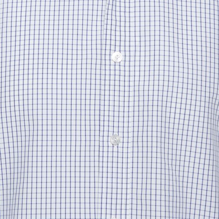 Pre Owned Tom Ford White Checked Cotton Su Misura Long Sleeve Shirt XL